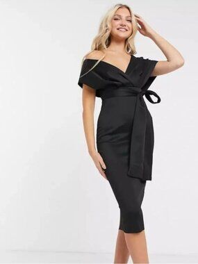 NWT ASOS Bardot Fallen Shoulder Midi Dress Size 4